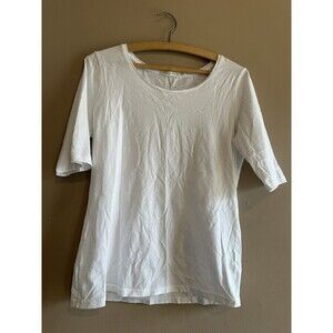 Peruvian Connection White 100% Pima Cotton Tee Size Small Base Layer Lagenlook